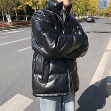 冬季pu皮衣棉服男短款外套加厚面包服韩版宽松立领棉衣棉袄潮，男装棉衣，星座813-2