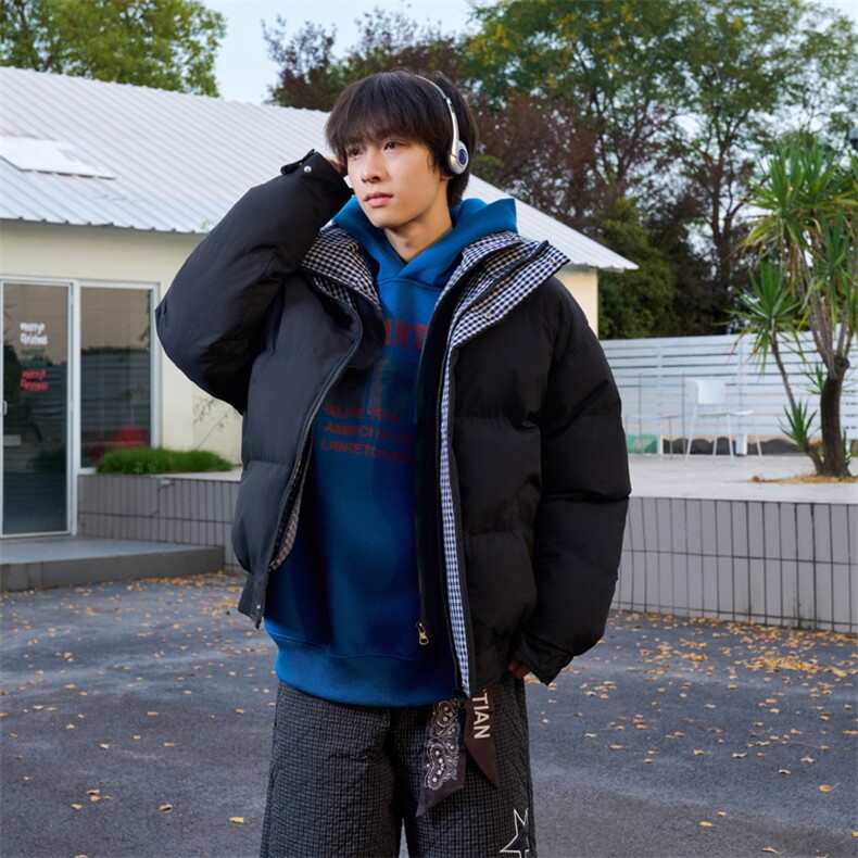 冬季新品得物美式潮流高品质格子加绒加厚棉衣外套棉服MY5566-P88,男装棉衣,星座610B-1