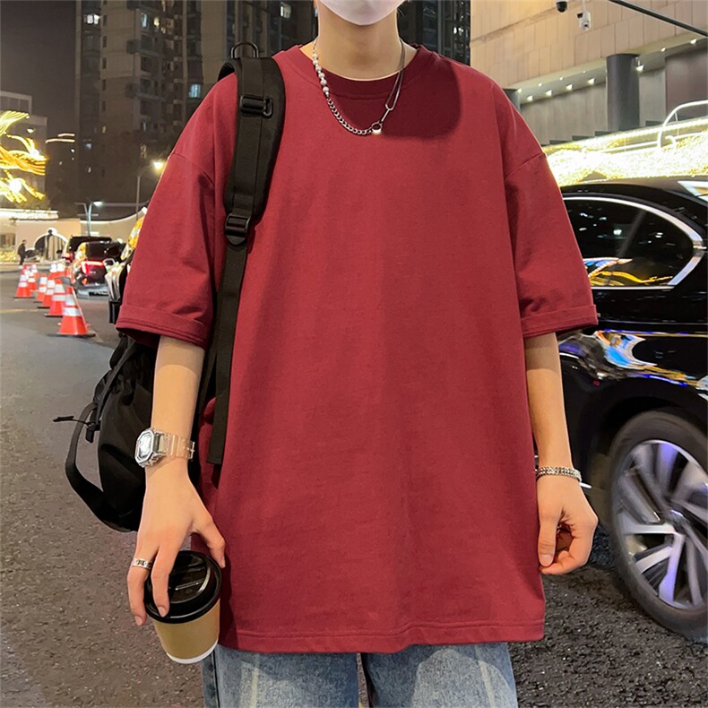 港风75棉冰感短袖T恤宽松百搭纯色光板圆领短袖TC3160-P19,男装T恤,星座717