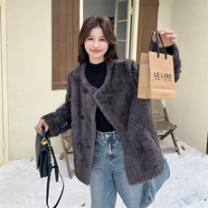 现货：冬装新款毛毛绒仿皮毛一体外套2C135-8950P205K318，女装皮草，2C135