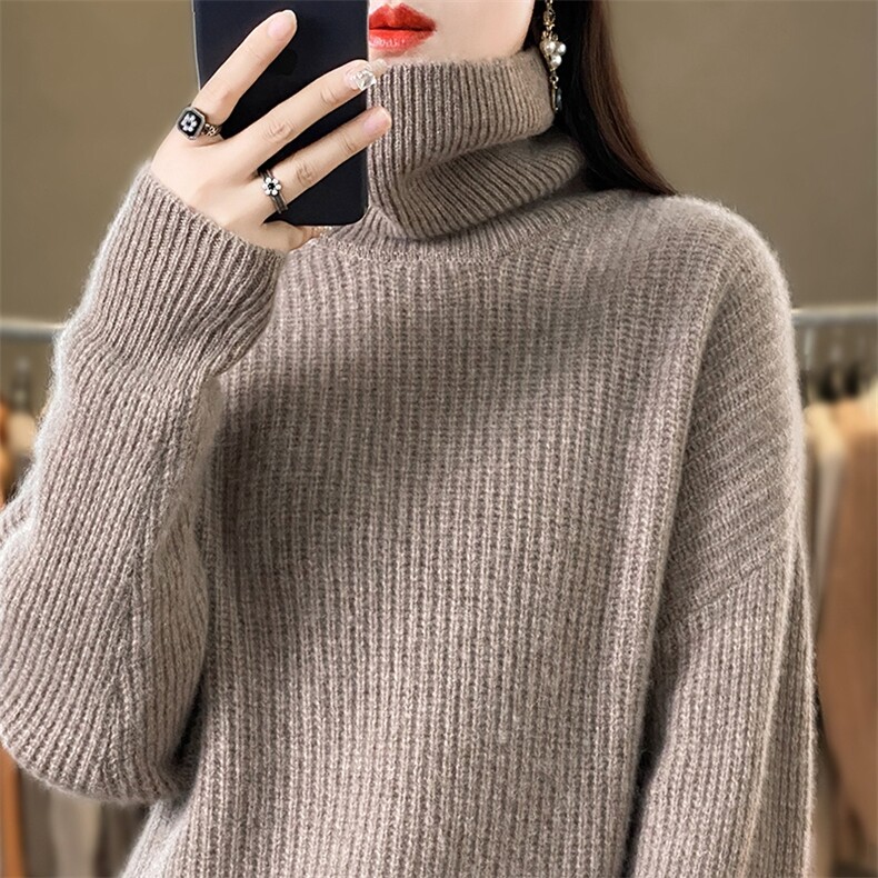半高领套头毛衣女针织秋冬休闲加厚宽松保暖打底衫图片