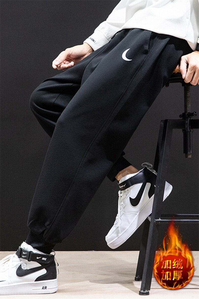 K12055-P40加绒P50束脚纯棉运动裤男士休闲裤大码宽松卫裤男,男装休闲裤,电商A040A