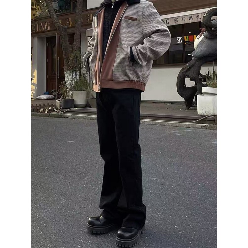 WE1568-P432025美式高街vibe水洗直筒微喇牛仔裤,男装牛仔裤,电商B323A