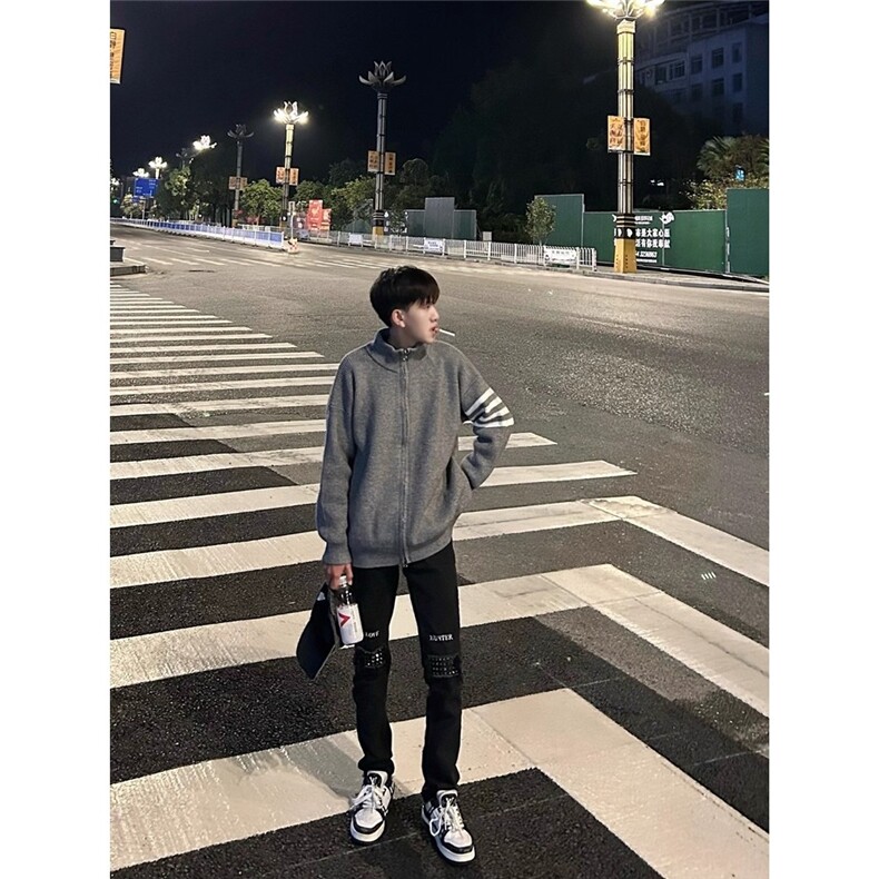 针织衫新款时尚开衫四条杠外套男痞帅高街毛衣MY890-P59,男装针织衫/毛衣,星座208-5