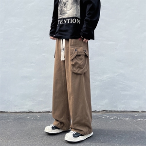 美式复古工装裤男春秋ins高街日系oversize机能阔腿裤子K0711-P43图片