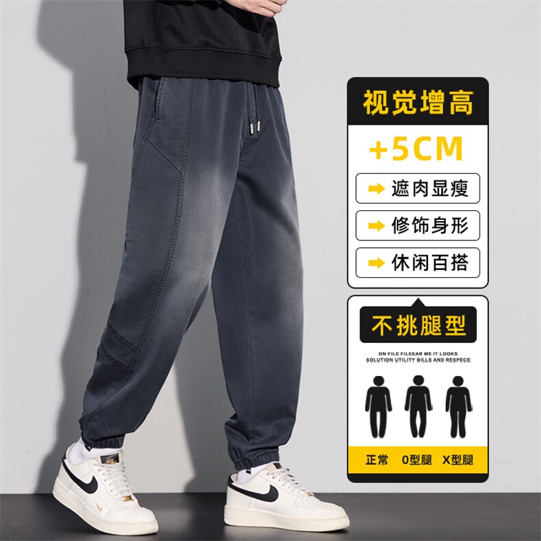 牛仔裤宽松哈伦束脚秋冬新款美式潮牌休闲男生工装裤子Z2607-P50图片