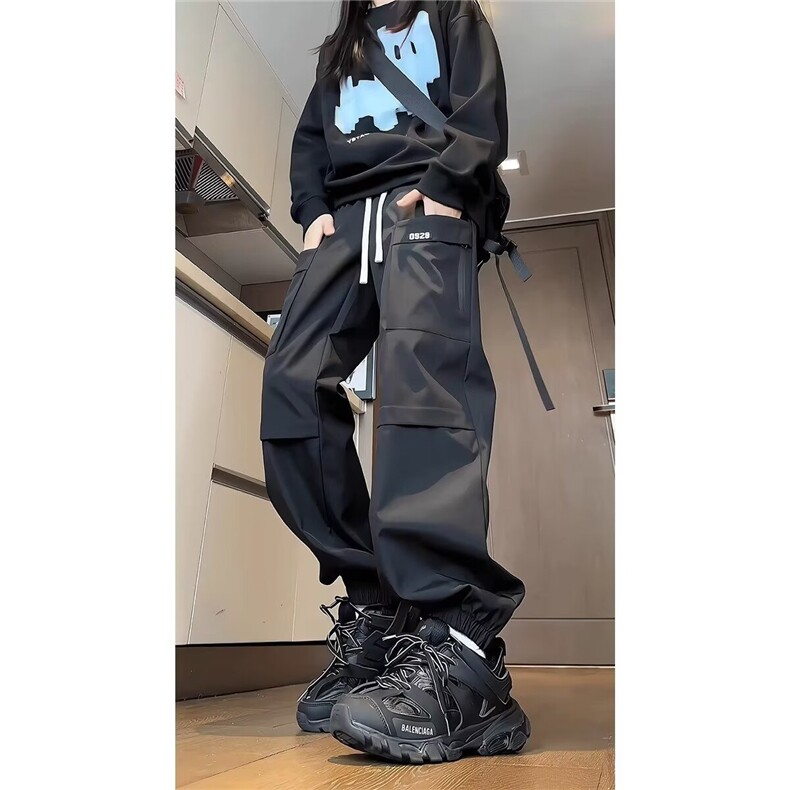 新款长裤宽松休闲裤男韩版潮流百搭裤子秋冬季加绒束脚登山裤,男装卫衣,星座302B