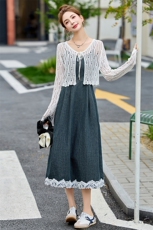 【芙】镂空气质开衫+牛仔连衣裙2025夏季新款设计感品牌女装，女装套装/套裙，仟媚宠