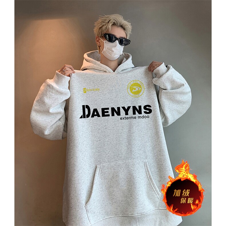 抖音得物供货提供视频秋冬重磅美式宽松织带连帽卫衣04198,男装卫衣,电商A486