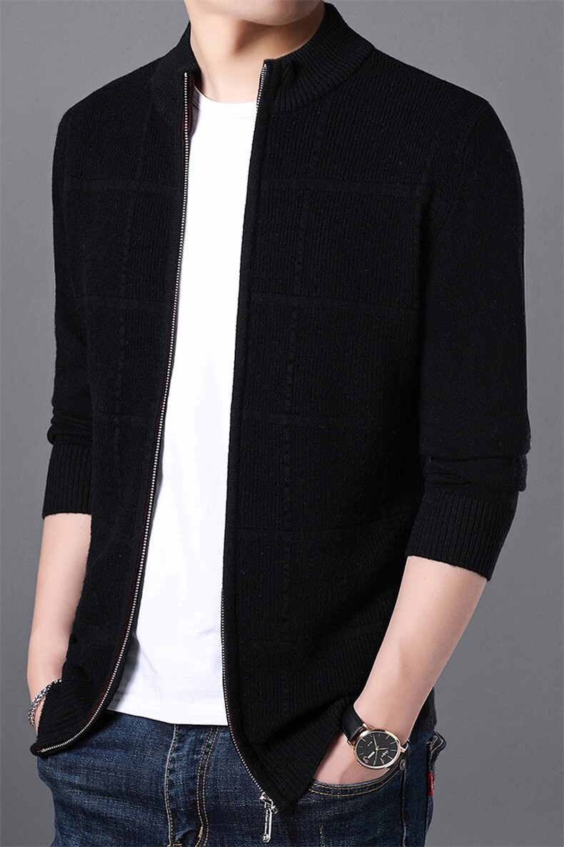 CM19028钱塘2020-2中年男士冬季厚款开衫拉链商务休闲羊毛衫P157,男装针织衫/毛衣,钱塘207-2