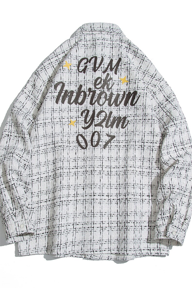 白底小香风长袖衬衣男大码M-5XL中性风情侣长袖衬衫CCS8019P45控,男装衬衫,星座227-7