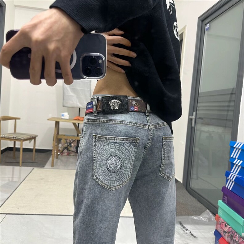 1506-1/KT10531/P47高腰宽松阔腿牛仔拖地裤显瘦垂感设计感口袋,男装休闲裤,星座1506-1