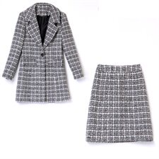 单件/两件套洋气格子毛呢套装职业裙2025春秋季韩版女装气质外套，女装套装/套裙，香莘料