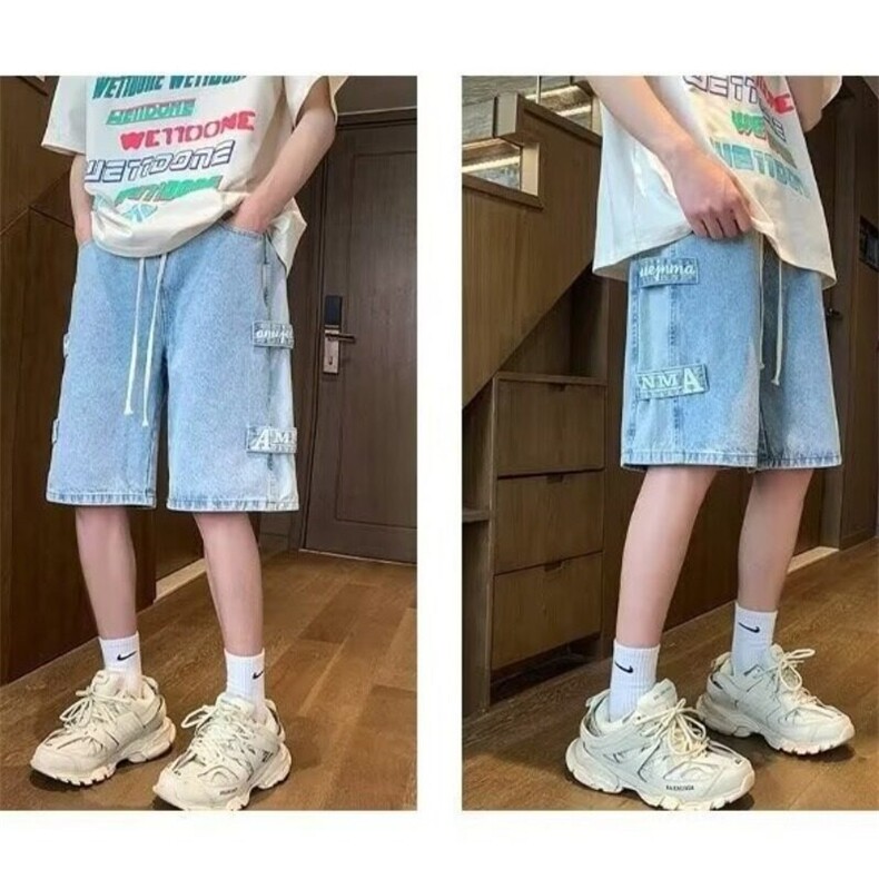 高货美式复古工装牛仔短裤男士夏季薄款直筒宽松五分裤子痞帅炸街,男装牛仔裤,星座506A