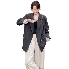 有货深灰色拼格子西装2C198-6820-P145K228，女装短外套，2C198