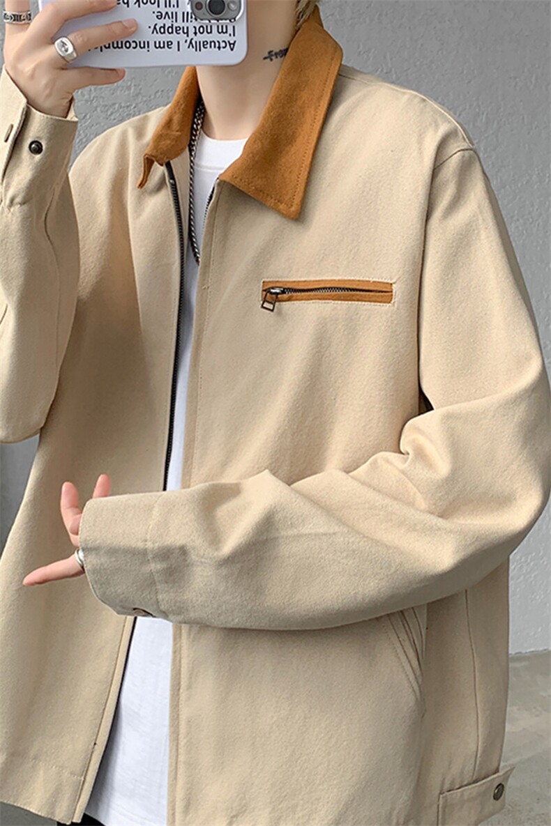 8XL-M春季水洗帆布短款夹克男生vintage美式复古工装外套JK003P98,男装夹克,电商B312
