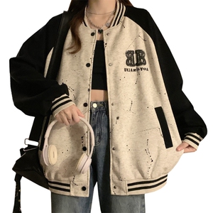 高端泼墨工艺棒球服春秋新款2024学生洋气外套秋季衣服 C824-P98图片
