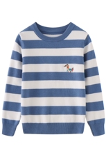 时尚儿童条纹刺绣针织衫舒适柔软春秋，童装儿童针织衫，伊美侕