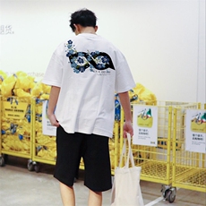 万针全刺绣解构设计260克重磅双纱纯棉高品质美式高街短袖T恤特39，男装T恤，电商A486