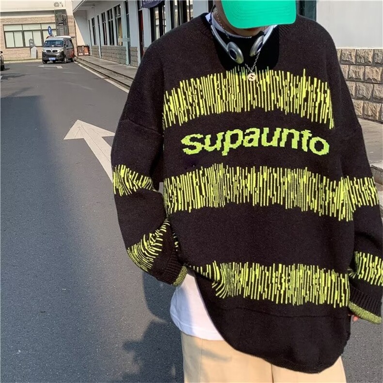 美式街头设计感圆领毛衣男慵懒风休闲针织衫M9907P30，男装针织衫/毛衣，星座1116-2