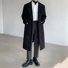 中长款毛呢大衣男202新款春秋季棉外套高级感英伦风衣JK0252-P98，男装风衣，星座308B-2