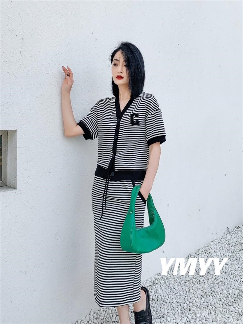 现货夏季新款条纹套裙，其它，依美依缘