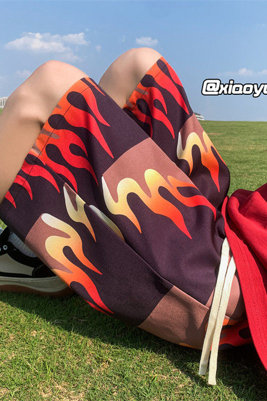 XZ616夏季新款满印火焰冰丝五分裤休闲沙滩裤TY882P25控39,男装休闲裤,星座512A（原616）