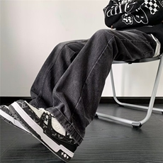 美式高街牛仔裤男韩版潮暗黑个性2024冬季ins直筒长裤RK1277-P56，男装牛仔裤，星座412-3
