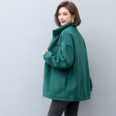 2022年冬季刺绣加绒纯色仿羊羔毛外套，女装棉衣/棉服，悦见她