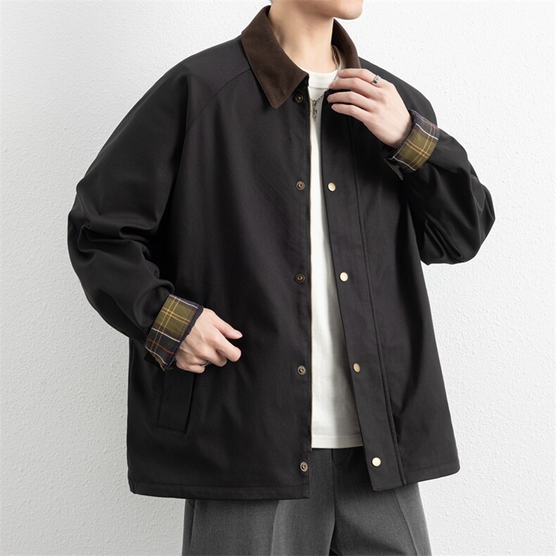 翻领夹克男春季简约宽松潮流百搭上衣服JK268-P78图片