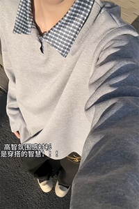 春秋男士卫衣美式格子翻领运动上衣男女潮牌秋季外套Polo衫图片