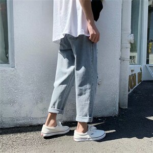 春夏坠感阔腿破洞牛仔裤男潮流直筒宽松裤子痞帅韩版百搭CN60-P35图片
