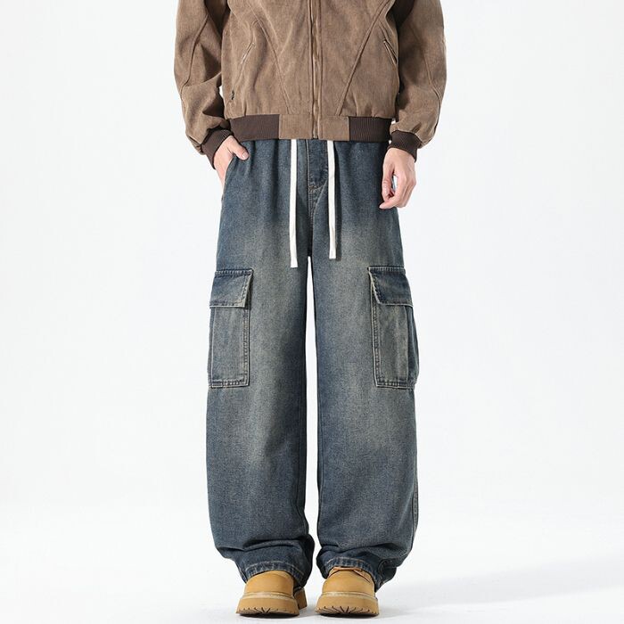 2025年秋季新款工装大口袋直筒牛仔裤M-3XL-K2565-特P45，男装牛仔裤，星座417-1（原电商B245）