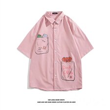 白底平铺短袖衬衫春款男港风潮流C1246P27，男装衬衫，星座1116-2
