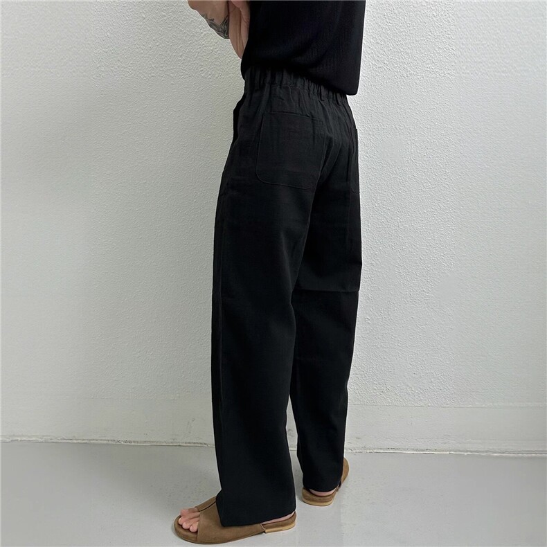 【量大价优】亚麻凉感休闲西裤复古宽松直筒阔腿裤K06027P55,男装西裤,星座1004（原星座815-3）