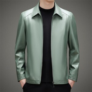 K8816钱塘2020-2秋冬季百搭时尚休闲中年男士夹克皮衣外套P127,男装皮衣,钱塘207-2