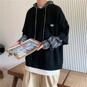 假两件卫衣男连帽韩版潮流ins超火宽松百搭港风男女外套wy726-p38图片