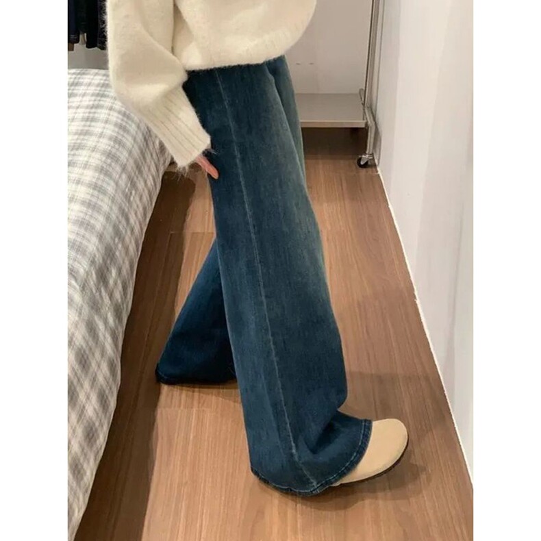 美式复古高腰喇叭牛仔裤女2026新款梨型身材不贴腿垂感阔腿微喇裤,男装牛仔裤,星座218-8