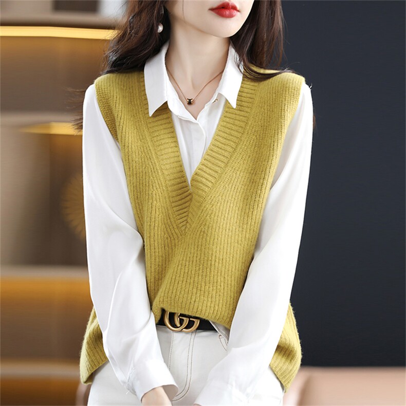 2025年秋季无扣通勤时尚百搭简约休闲马甲，女装马甲，美雪羊绒