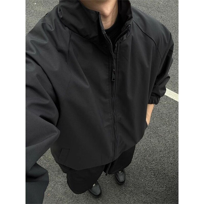 【有货】纯黑色立领短款外套棒球服教练行政夹克 JK6712 特P55图片