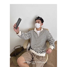 男条纹POLO衫卫衣新款休闲翻领时尚上衣帅气打底衫513AWY2374P37，男装Polo衫，星座513A