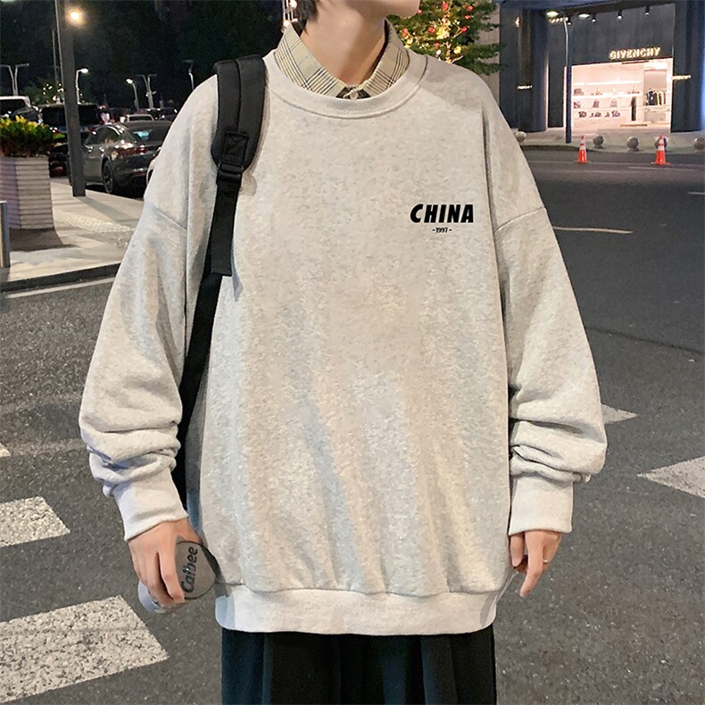 S6248-P28加绒款-P33秋季圆领卫衣男大码韩版宽松长袖外套,男装卫衣,电商A040