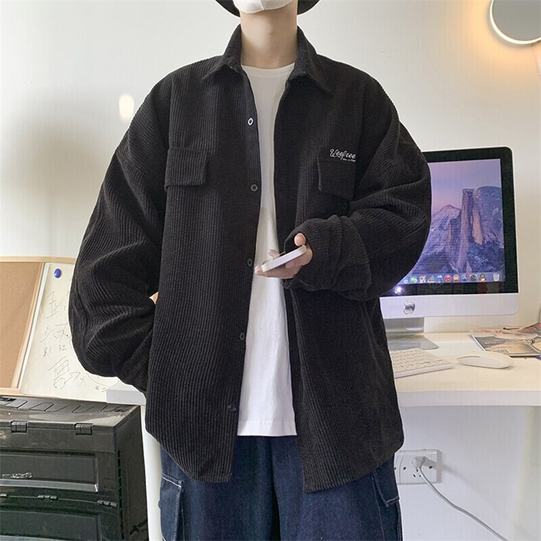 灯芯绒衬衫男长袖春款韩版高级感休闲外套百搭帅气衬衣9025/P45,男装衬衫,星座206（原A221）