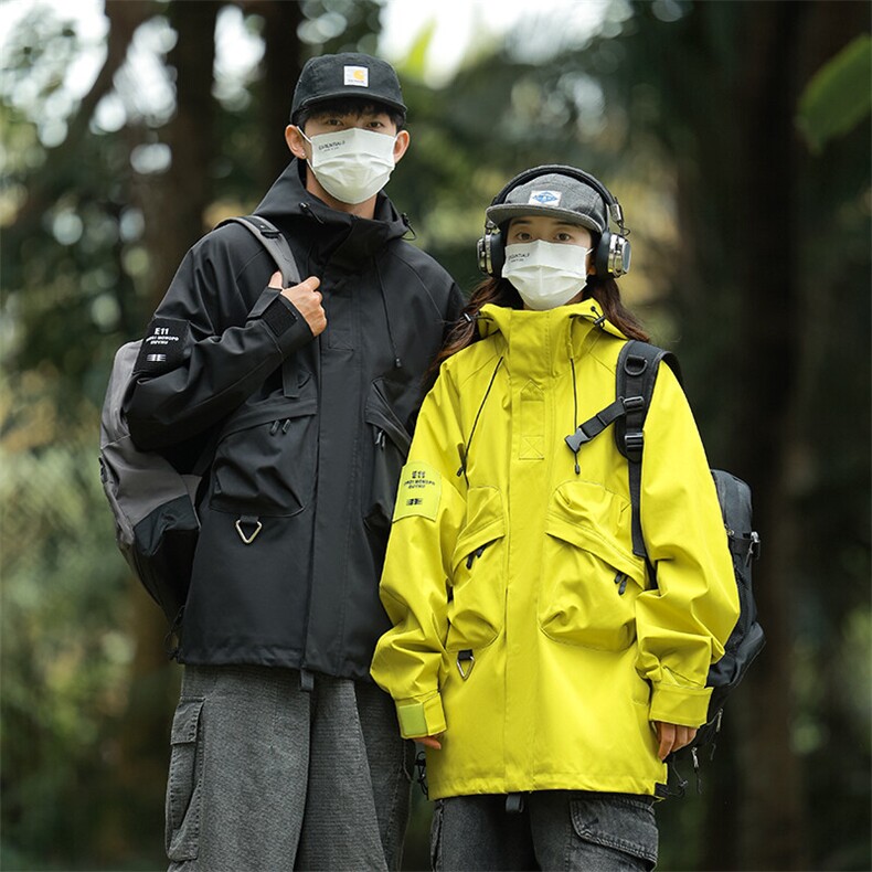 户外工装风口袋冲锋衣外套风衣男女连帽百搭休闲夹克2353-P70,男装夹克,星座1403A