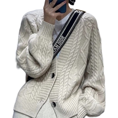 开衫女V领秋冬慵懒软糯休闲宽松保暖针织衫，女装羊毛衫，恩泰羊绒