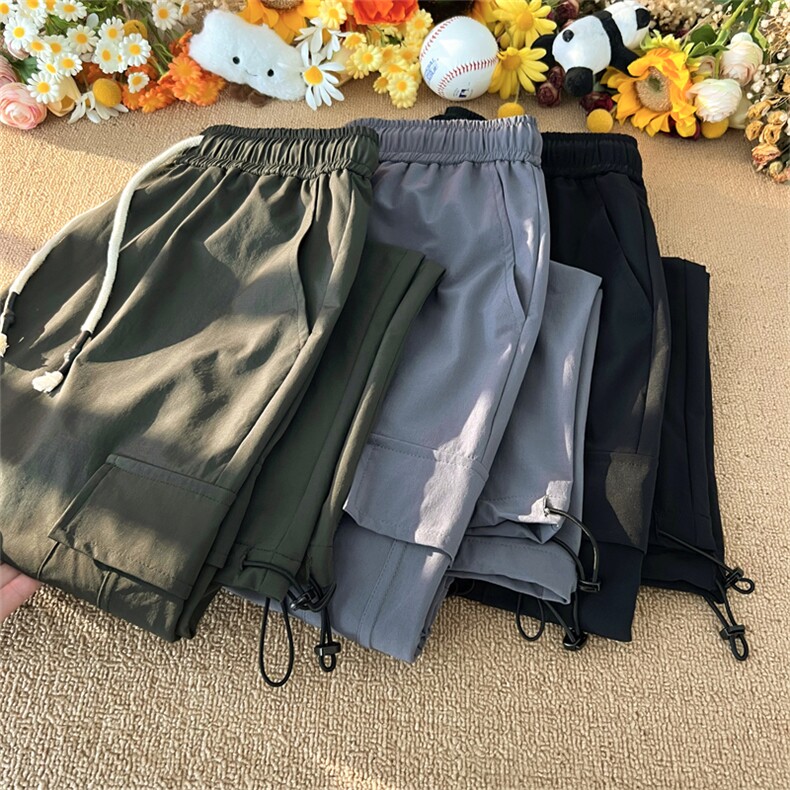 K8019/P50春装新款现货毛毯平铺工装束脚休闲裤男抽绳多口袋裤子,男装休闲裤,电商A141