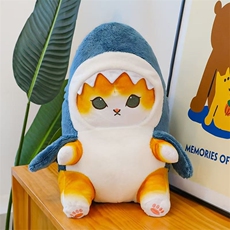 恒兴毛绒玩具 黄脸蓝鲨鲨鱼猫公仔卡通类毛绒玩具送儿童安抚抱枕