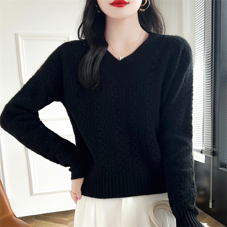 麻花羊毛衫女宽松外穿洋气韩版百搭2024秋季新款针织衫,女装羊毛衫,蒙特羊绒