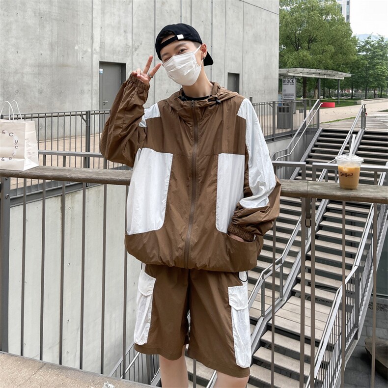 夏季撞色夹克衫防晒服套装运动风时尚防晒衣男XZ514-2-1611-P98,男装防晒衣,星座514-2(原B239)