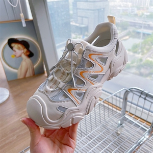 真皮休闲鞋女2024夏季新款透气厚底小白鞋女时尚百搭运动丑萌女鞋图片
